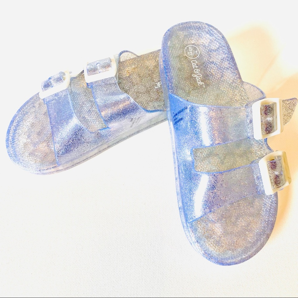 Cat & Jack Susan Jelly Sandal Summer Beach Shoe Girl 13 - 1 Silver Glitter NWT